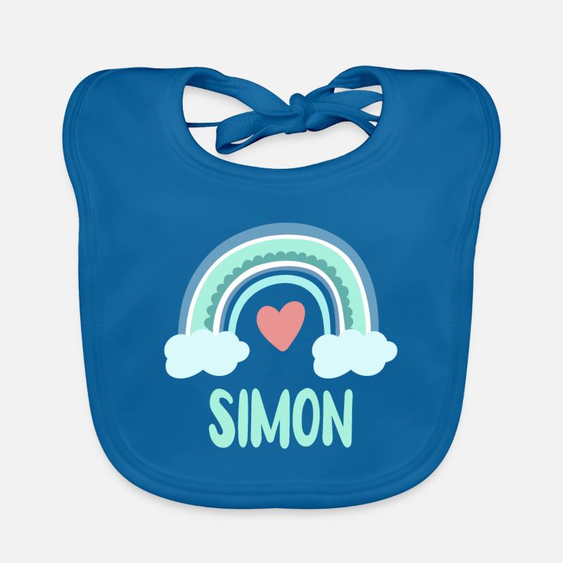 Simon Name Rainbow Baby Organic Baby Bibs