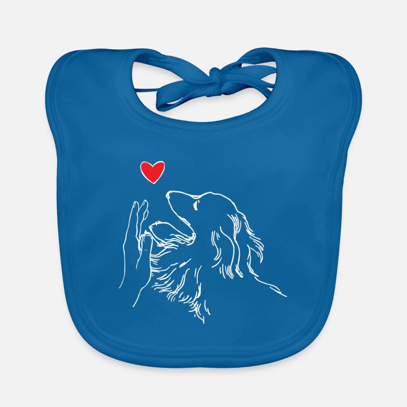 Cœur de teckel Main Teckel High Five - Bavoir bio Bébé - bleu paon