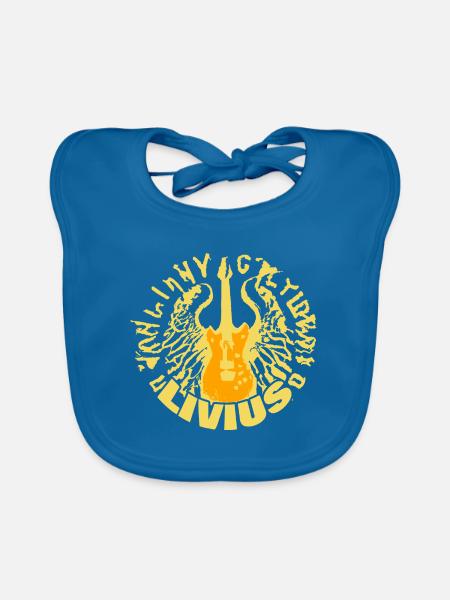 Geschenk für Livius - Baby Bio-Lätzchen - Pfauenblau - Vorne
