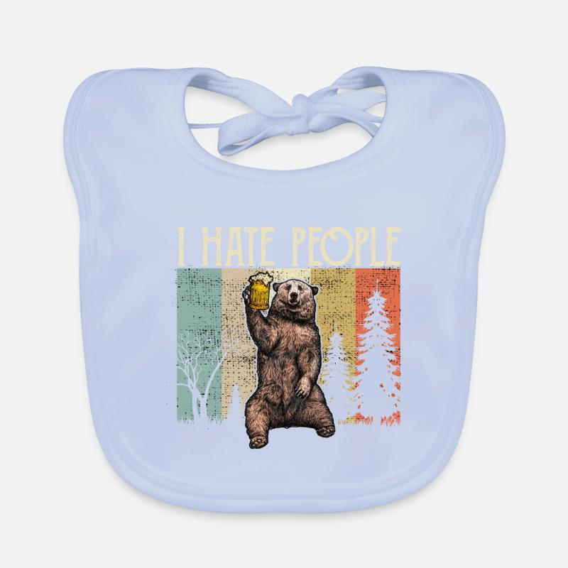 I hate people i hate people bear camping Organic Baby Bibs