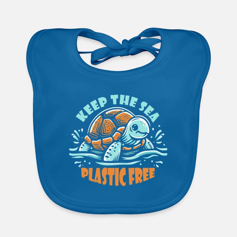 Keep The Sea Plastic Free Turtle Motif Organic Baby Bibs