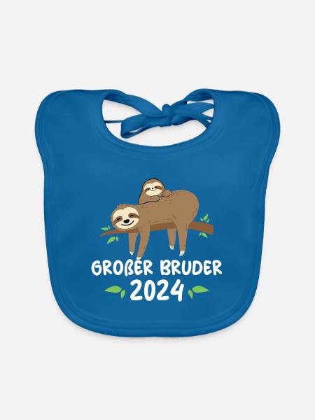 Großer Bruder 2024 - Baby Bio-Lätzchen - Pfauenblau