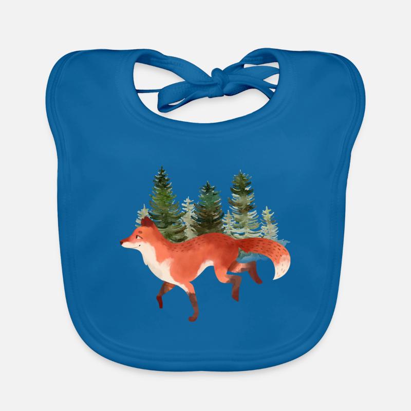 Fox Art Orange Forest Nature Wild Wolf Lover Organic Baby Bibs