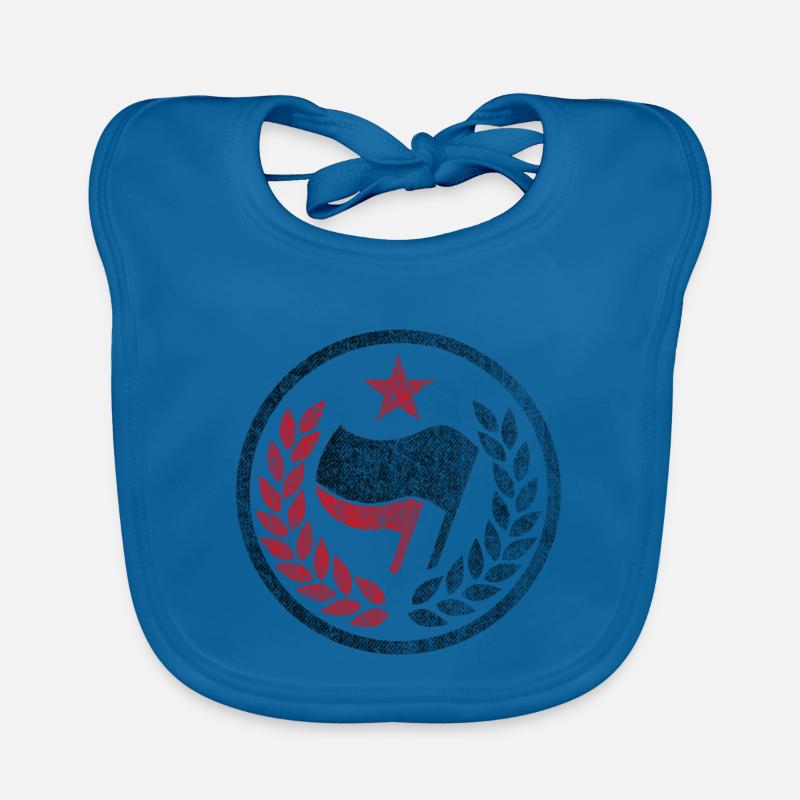 MEDALLIE CIRCLE ANTIFA FLAG RED STAR Organic Baby Bibs
