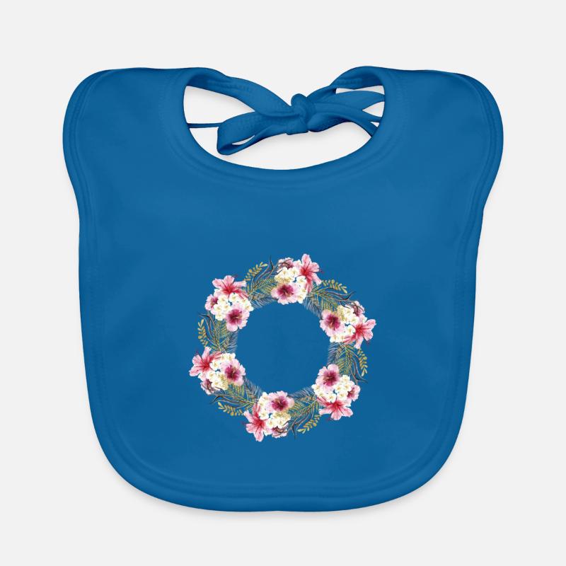 Blumenkranz Blumen Blumenranke bunt Sommer - Baby Bio-Lätzchen - Pfauenblau