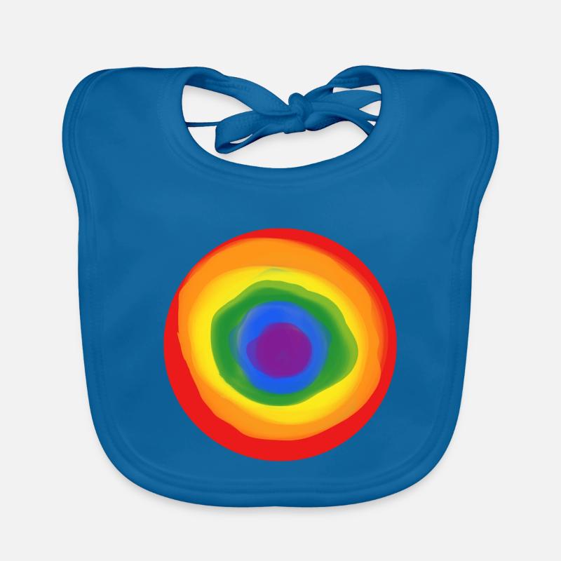 Evil Eye? No, Rainbow Eye ;) - Organic Baby Bibs - peacock-blue