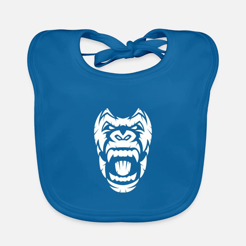 Gorilla design in white Organic Baby Bibs