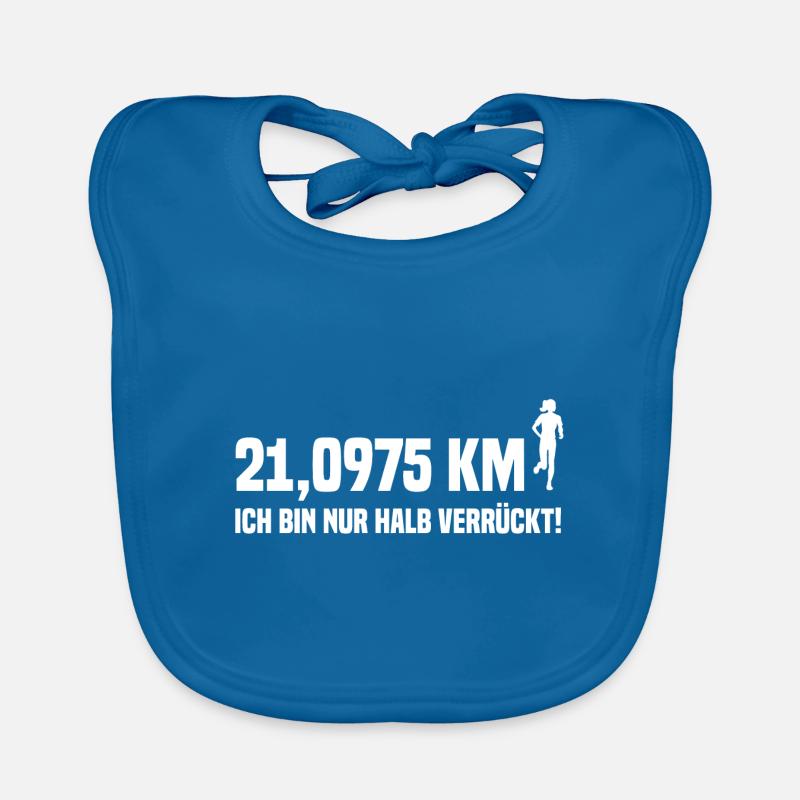Halbmarathon 21 km - Bavoir bio Bébé - bleu paon