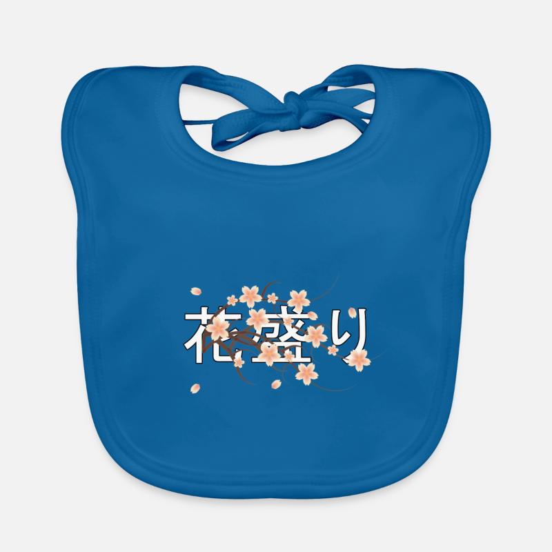 Sakura - fleurs de cerisier - Bavoir bio Bébé - bleu paon
