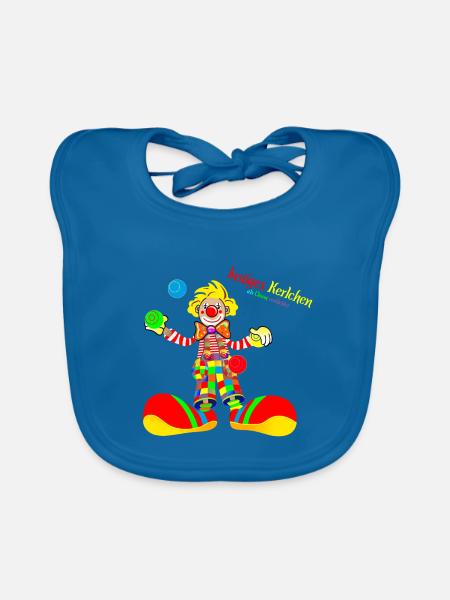 Karneval lustiges Kerlchen Clown Kostüm Herren - Baby Bio-Lätzchen - Pfauenblau