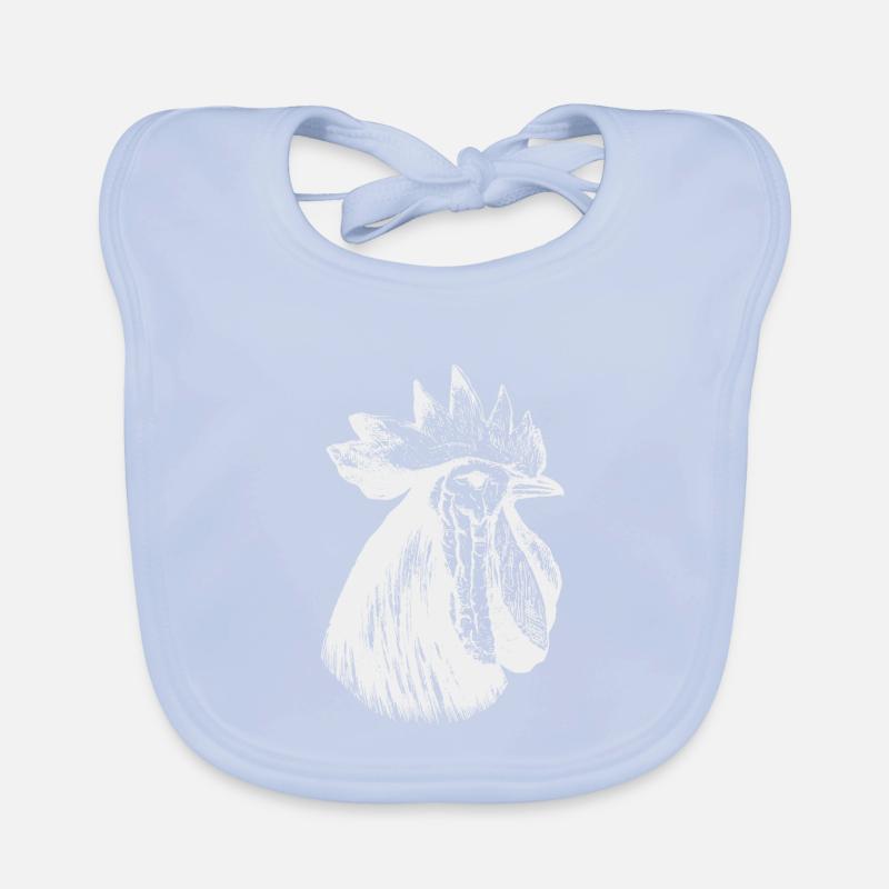 Rooster head white Organic Baby Bibs