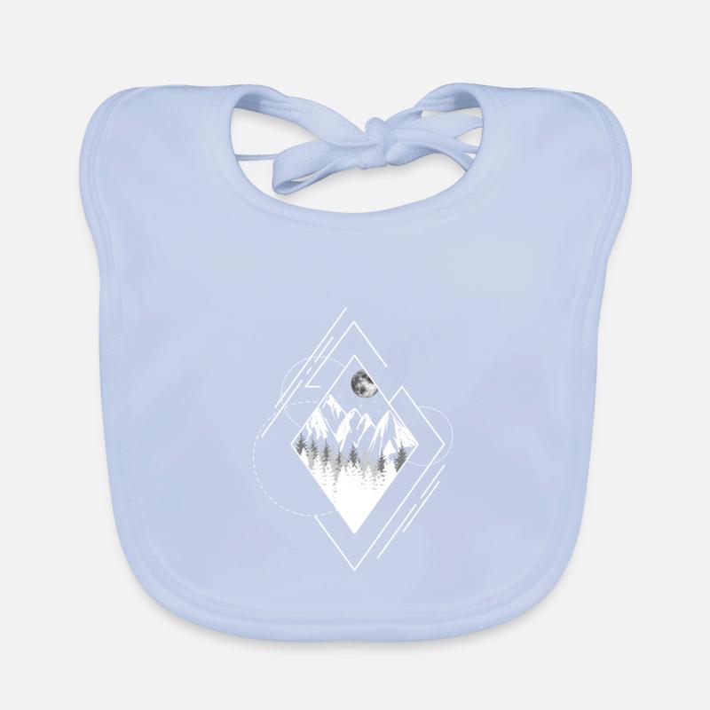 Geometry type landscape mountain moon forest v1w Organic Baby Bibs