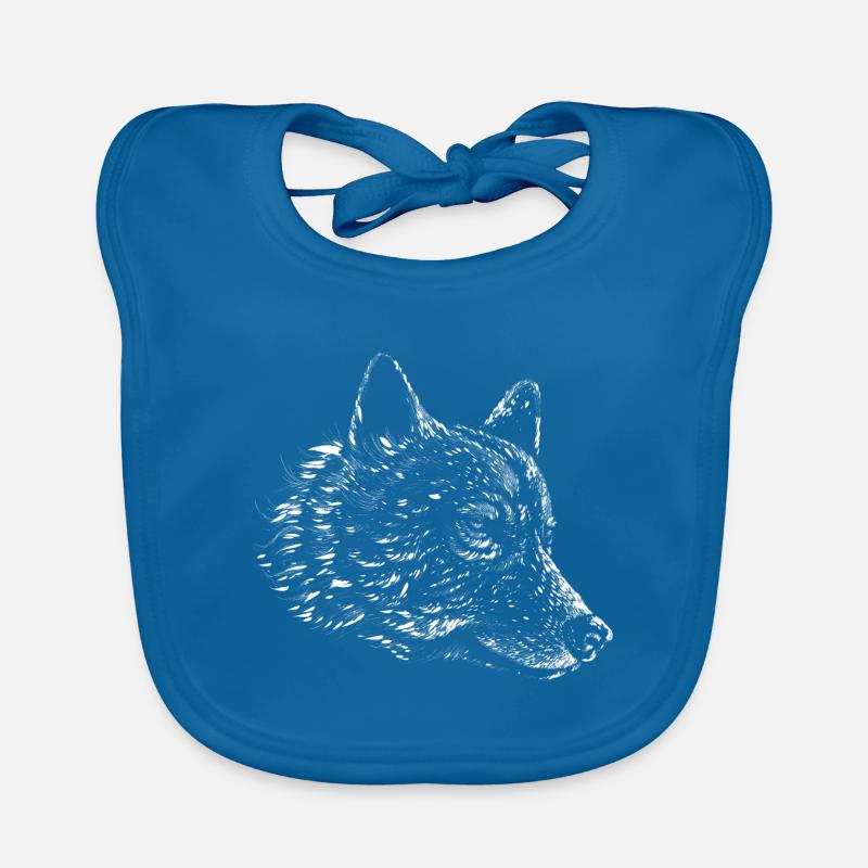 Wolf Realistic Drawing Line Lines Wolf Organic Baby Bibs