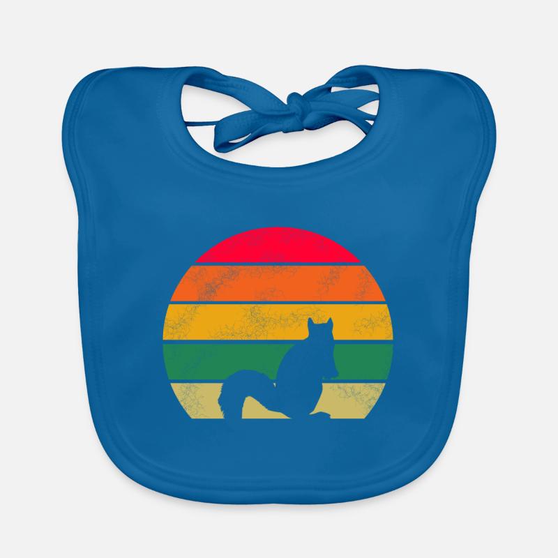 Wald Tierliebhaber Geschenk Retro Eichhörnchen - Baby Bio-Lätzchen - Pfauenblau