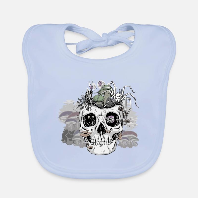 Horror Halloween Spider Skull Autumn Mushrooms Organic Baby Bibs
