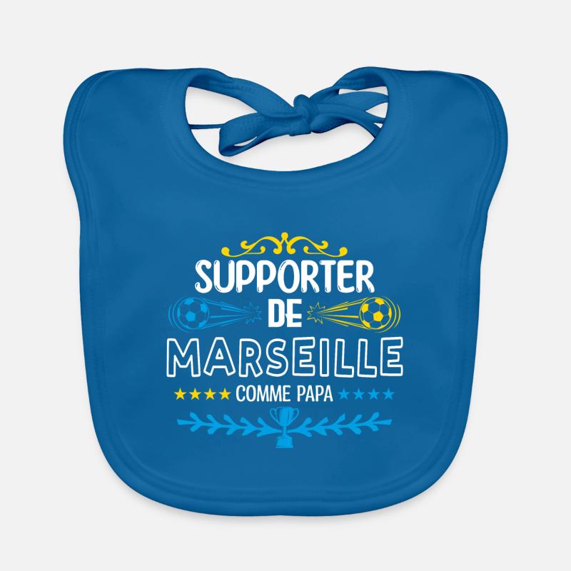supporteur de Marseille. OM marseille - Bavoir bio Bébé - bleu paon