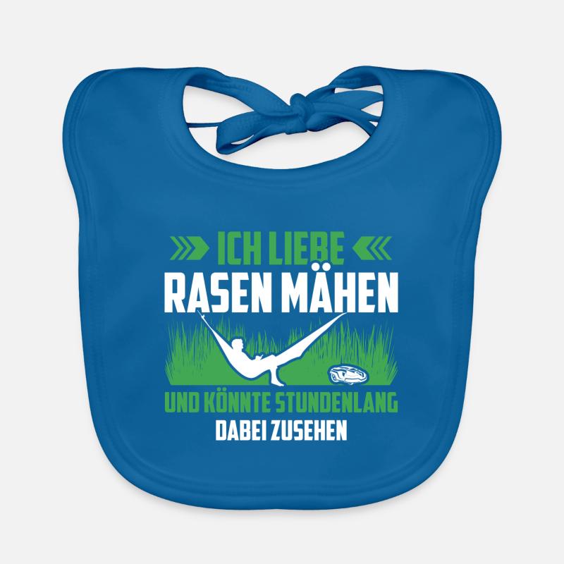 Ich liebe Rasen mähen | Mähroboter Gartenspruch Baby Bio-Lätzchen