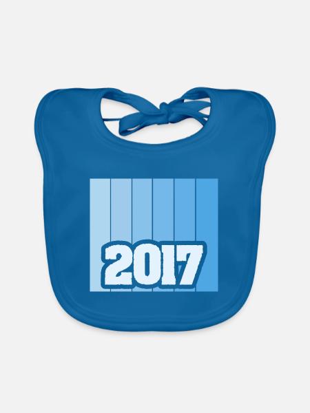 Funny 2017 - Organic Baby Bibs - peacock-blue - Front
