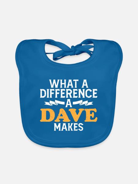 What A Difference A Dave Makes - Organic Baby Bibs - peacock-blue - Front