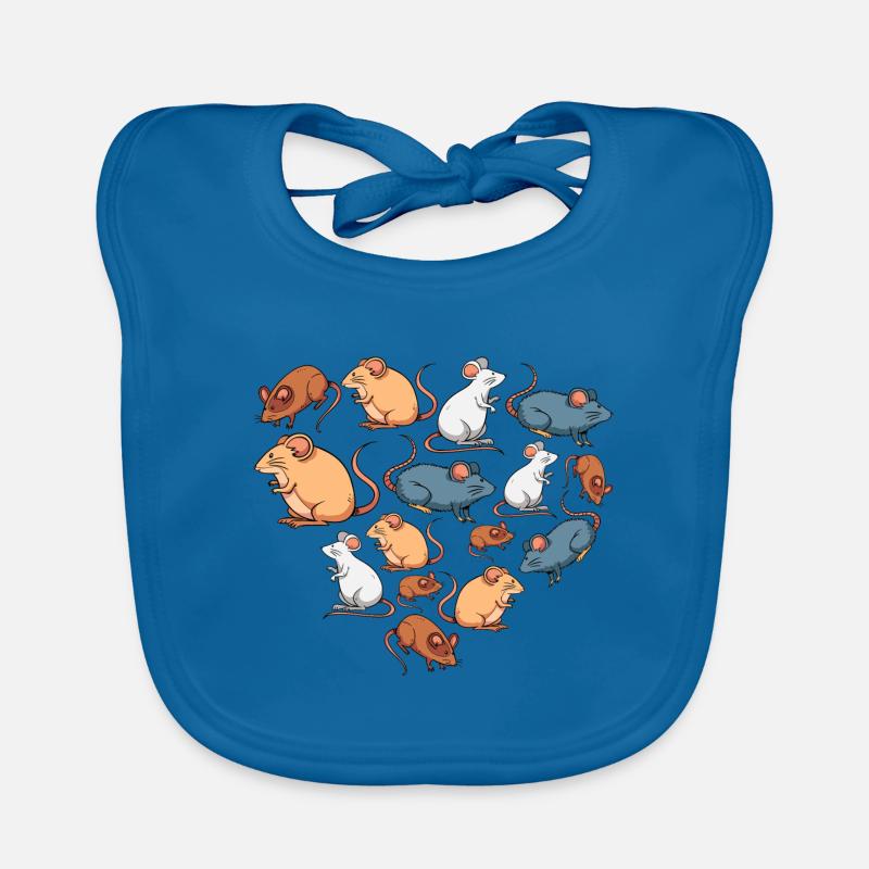 Herz Mäuse Maus - Baby Bio-Lätzchen - Pfauenblau