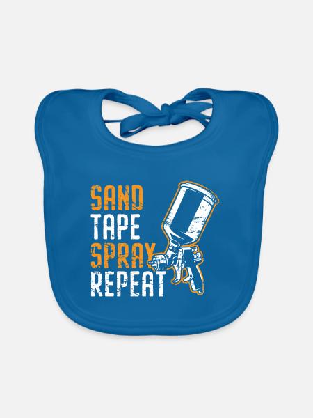 I'll be in the cabin and body painter - Organic Baby Bibs - peacock-blue - Front