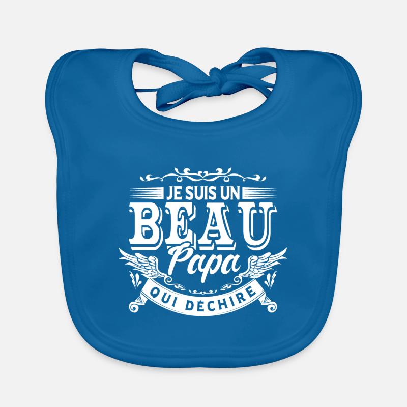 Je Suis Un Beau Papa - Bavoir bio Bébé - bleu paon