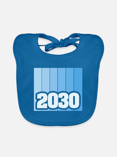 Number 2030 - Organic Baby Bibs - peacock-blue - Front