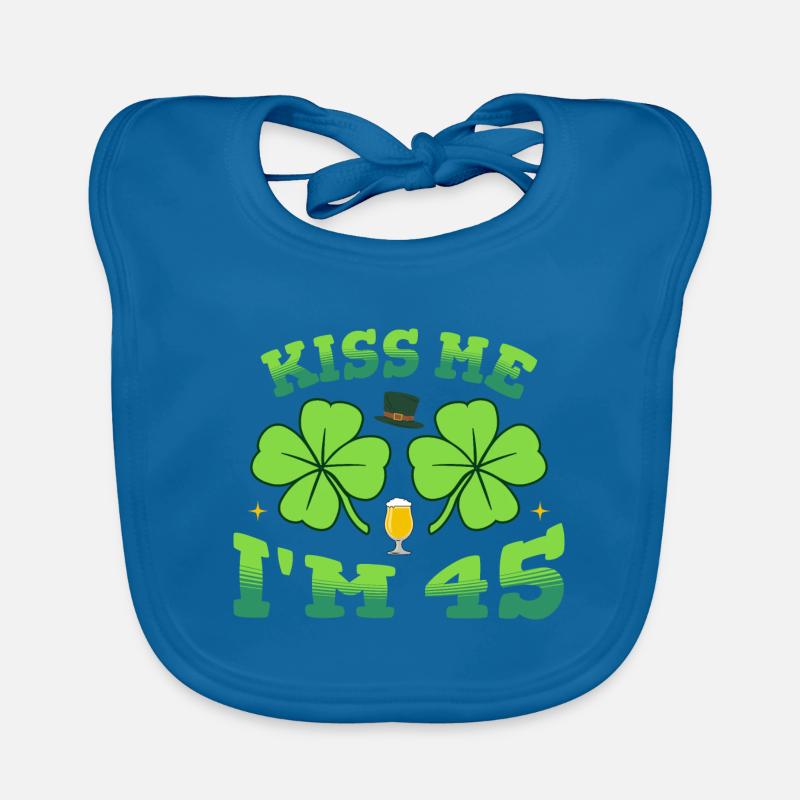 Embrasse-moi J’ai quarante-cinq ans Saint-Patrick 2026 Bday Bavoir bio Bébé