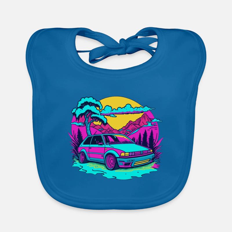Deutsches Retro-Auto - Baby Bio-Lätzchen - Pfauenblau