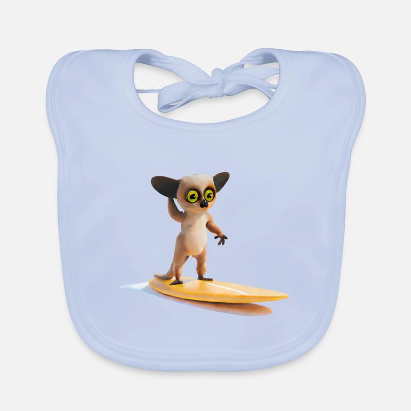 Surfboard wearing tarsier Organic Baby Bibs