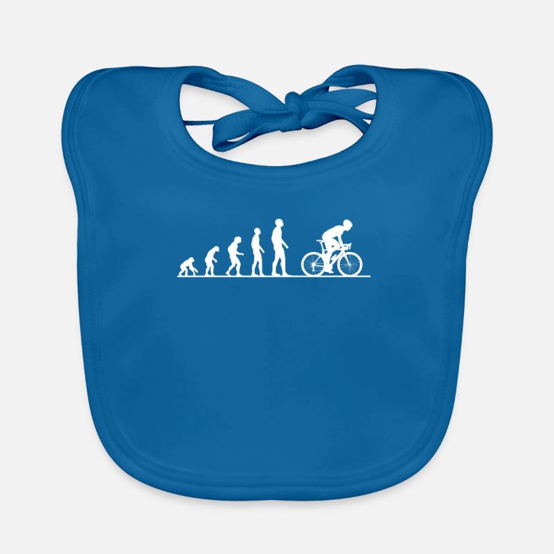 Bicycle evolution road bike monkey evolution - Organic Baby Bibs - peacock-blue