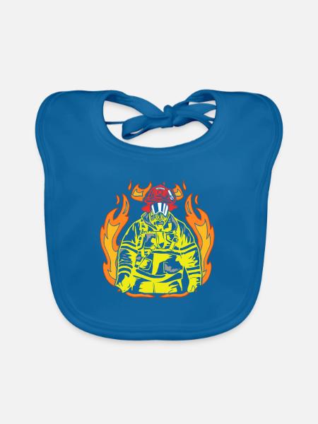 fire brigade - Organic Baby Bibs - peacock-blue - Front