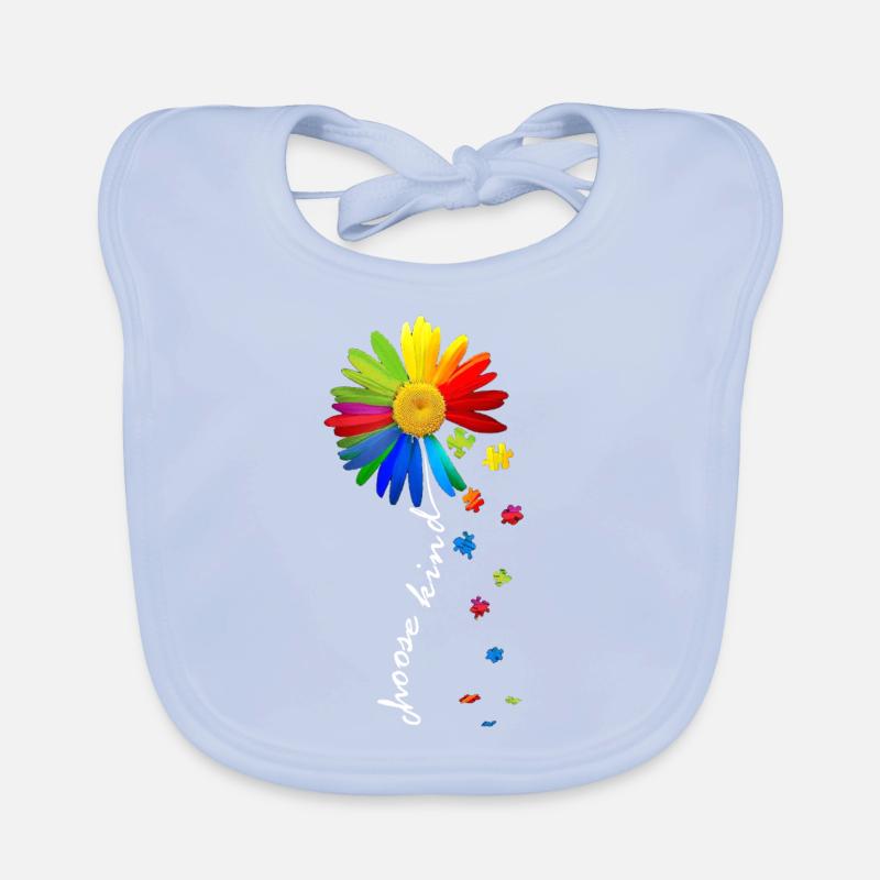 Choose Kind Rainbow Daisy Autism Awareness Support Baby Bio-Lätzchen