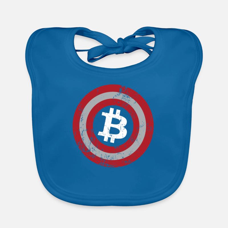 Bitcoin Button - Kryptowährung Bitcoins - Baby Bio-Lätzchen - Pfauenblau