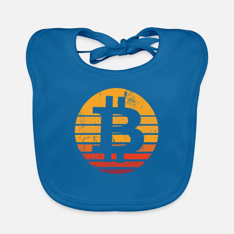Retro Bitcoin Button - Kryptowährung Bitcoins - Baby Bio-Lätzchen - Pfauenblau