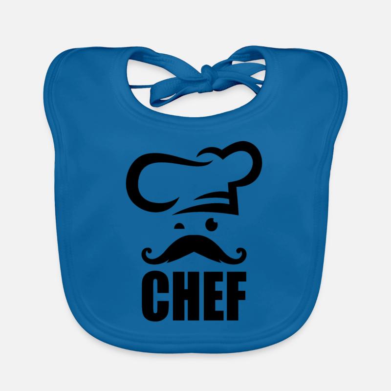 Chef - Chef avec moustache - Bavoir bio Bébé - bleu paon