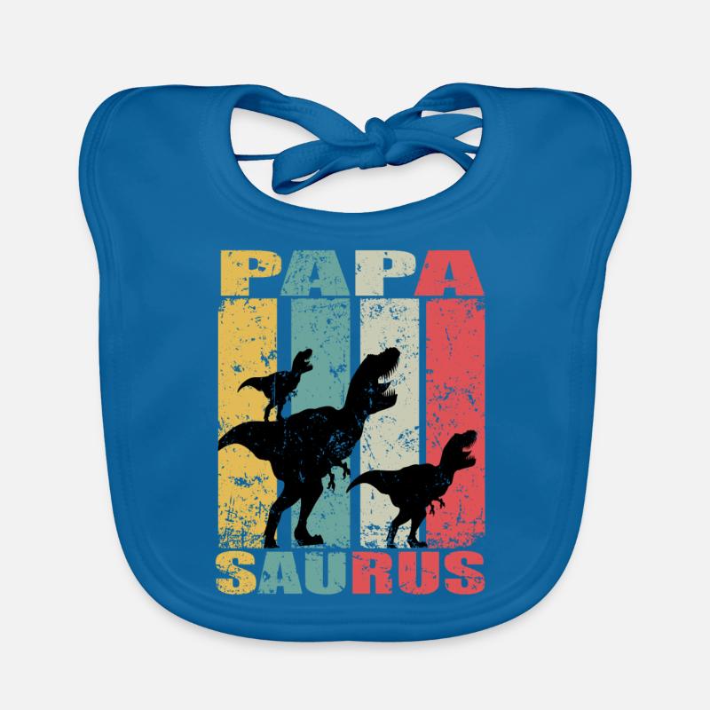Papasaurus Dinosaurier Dino Zwillinge Papa Saurus - Baby Bio-Lätzchen - Pfauenblau