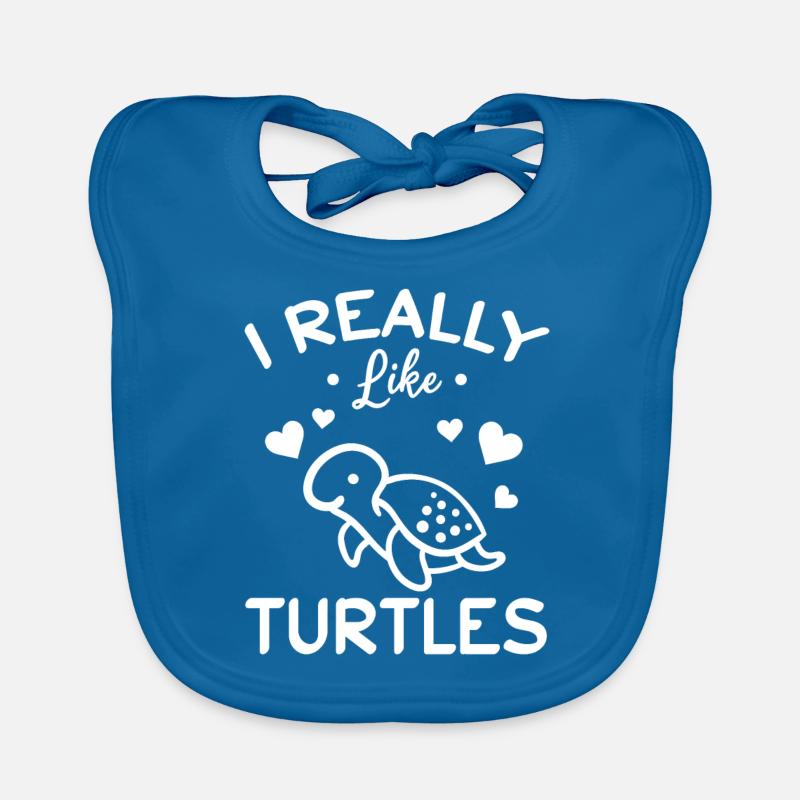 I Really Like Turtles Sea Turtle Lover Cute Turtle Organic Baby Bibs