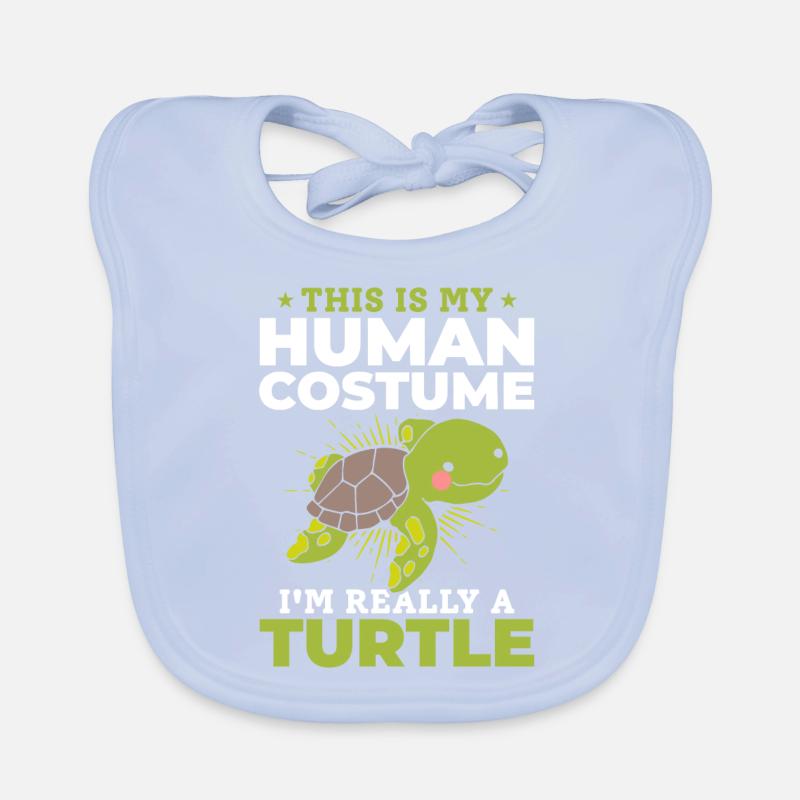 Cute Turtle - This is my human Organic Baby Bibs