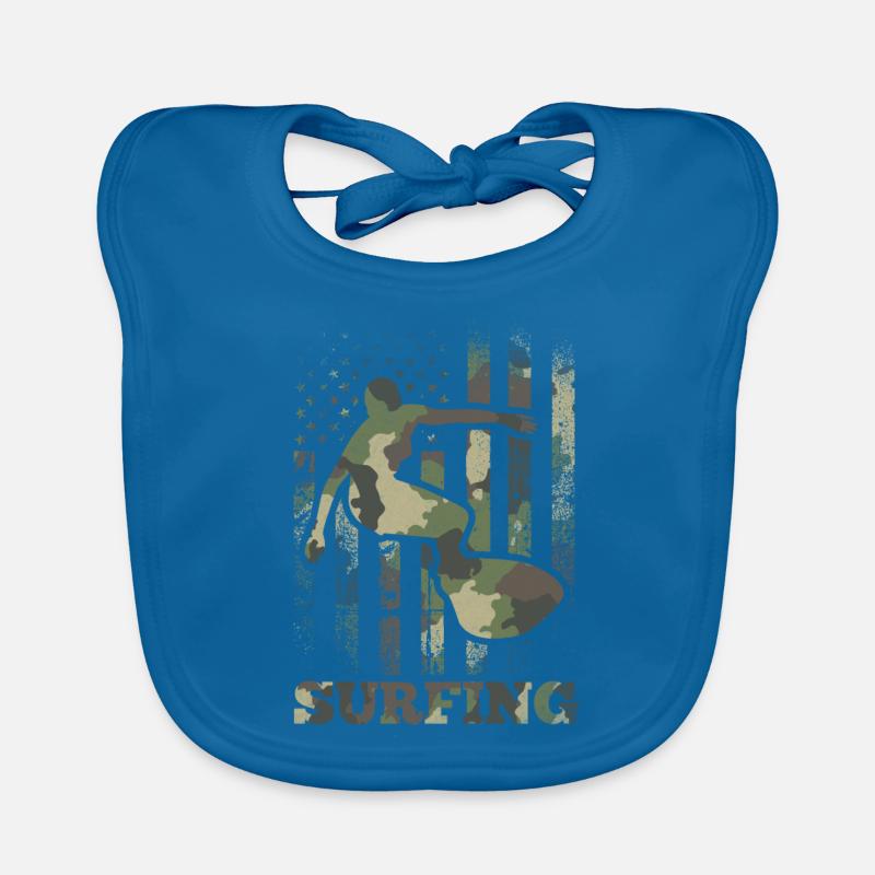 Surf, Camouflage, Drapeau, Surf, Drapeau américain, Bavoir bio Bébé