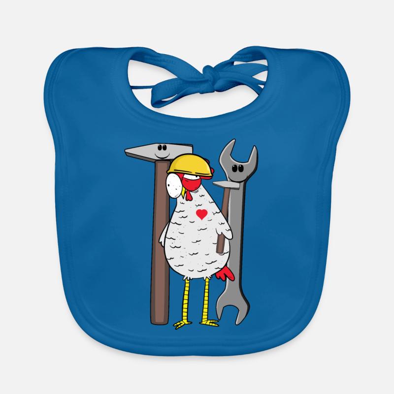 Construction site chicken tool safety helmet builder construction Organic Baby Bibs