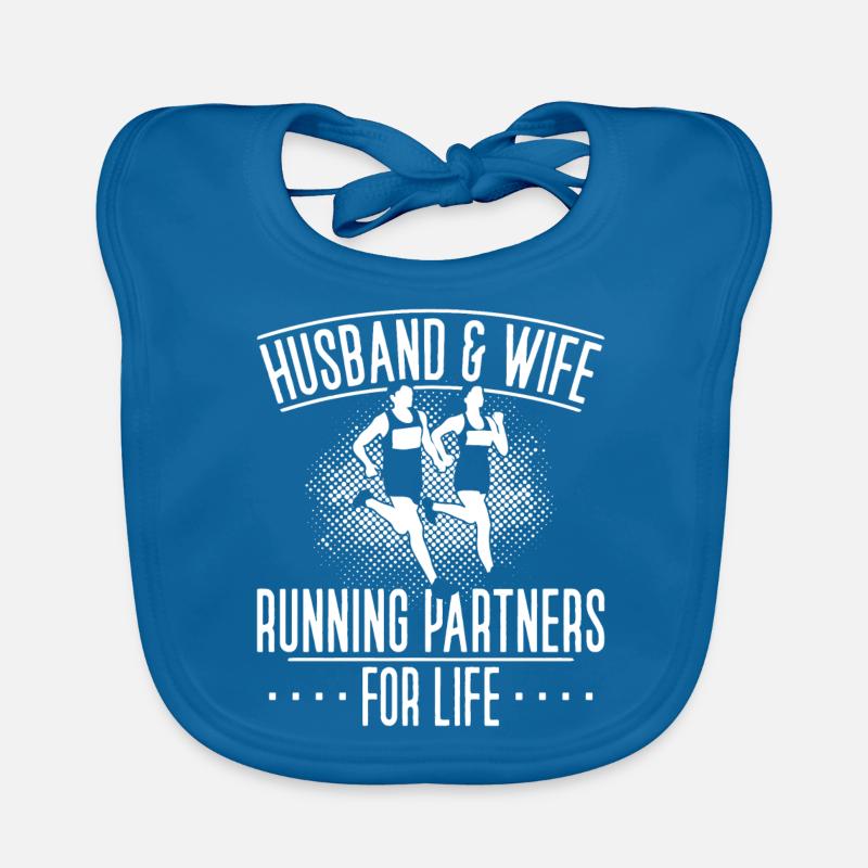 Running Runner Semi-Marathon - Bavoir bio Bébé - bleu paon