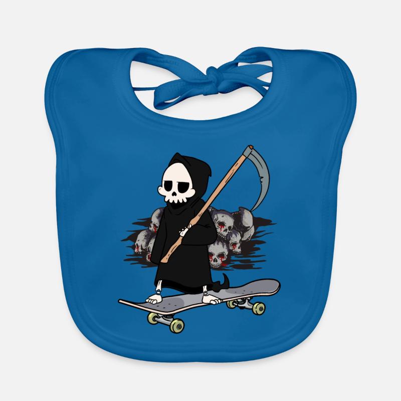 Skateboard Sensenmann Feierabend Ende Horror Tod Baby Bio-Lätzchen