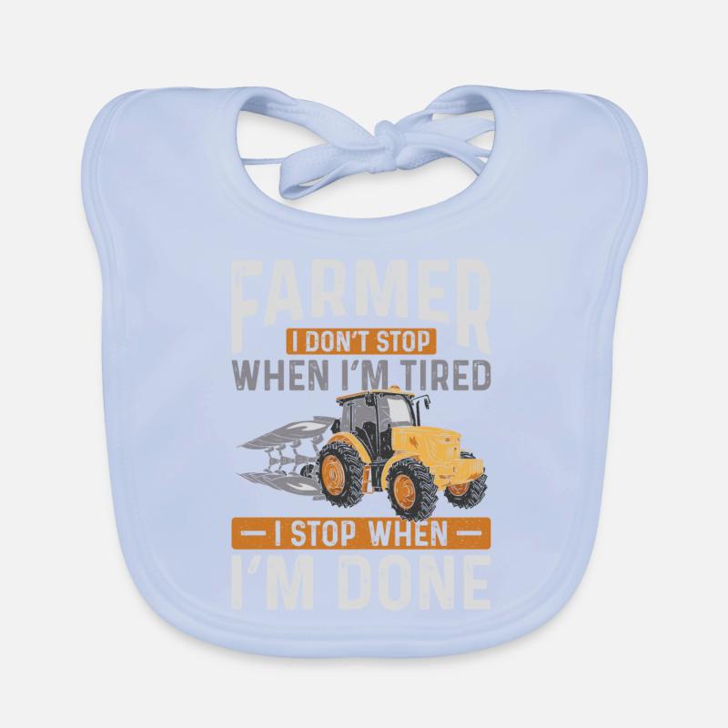Farming Farmer Vintage Tractor Organic Baby Bibs