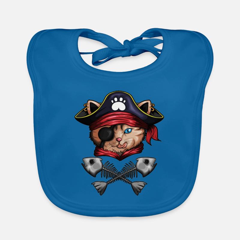 Pirate Cat Pirate Costume Cat Skeleton Fish Organic Baby Bibs