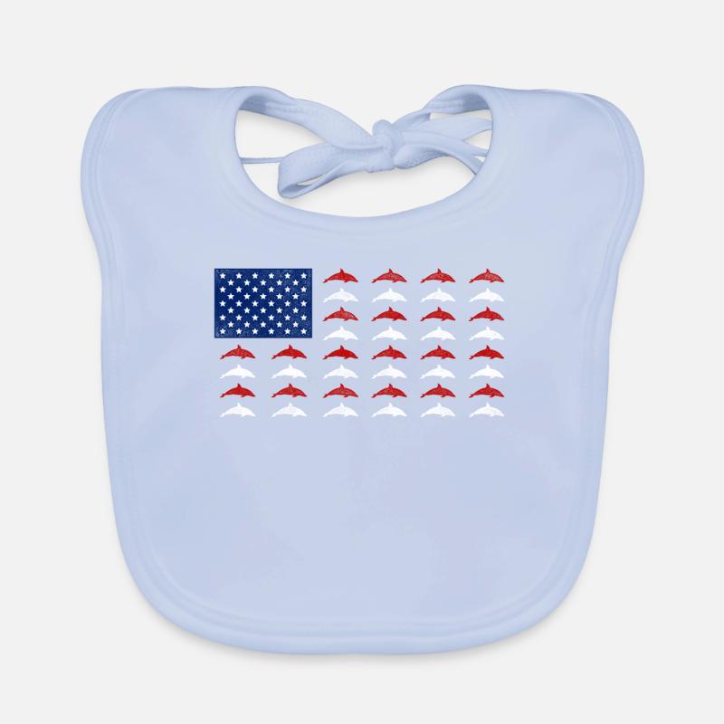Dauphin Drapeau Américain Bavoir bio Bébé