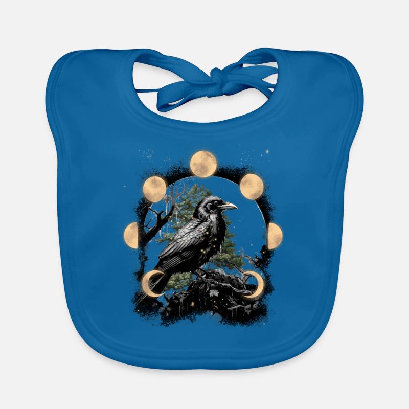 Dark Raven Crow Magic Moon Horror Halloween Organic Baby Bibs
