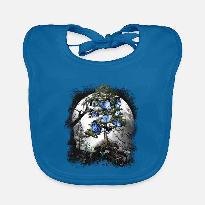 Forest mystical butterflies spring forest animals Organic Baby Bibs