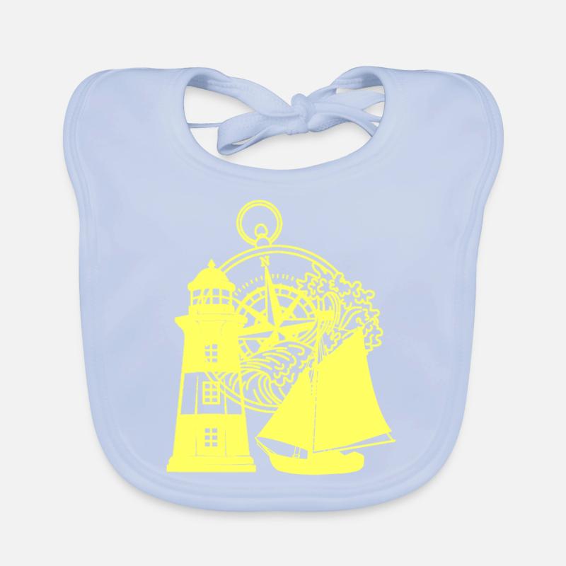 Maritime Lighthouse Compass Sailing Ship Ship Organic Baby Bibs