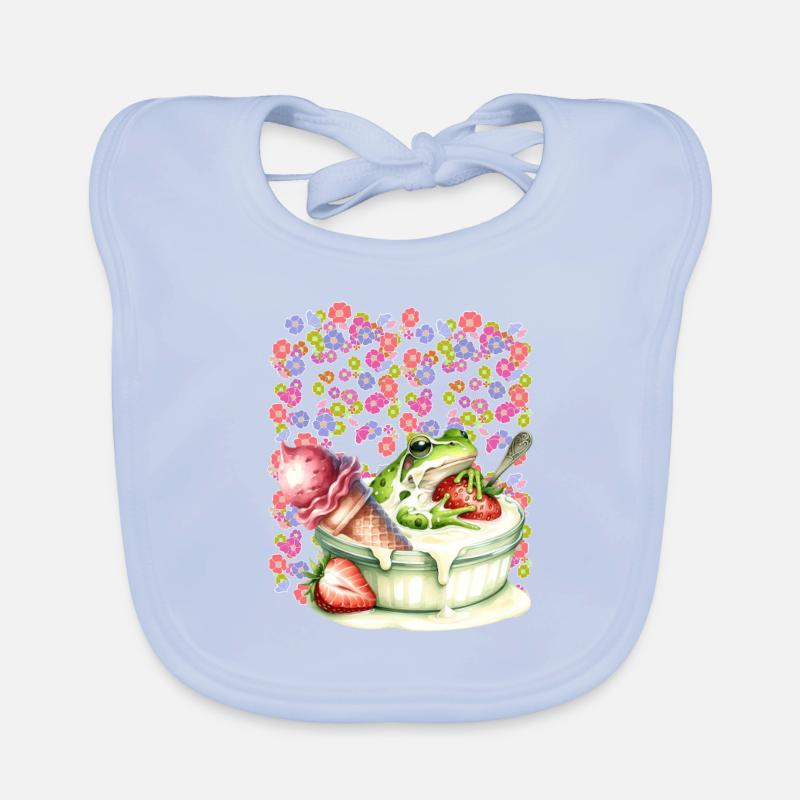 Frosch Frösche Dessert Eis Eiscrem Eiskrem Erdbeer Baby Bio-Lätzchen